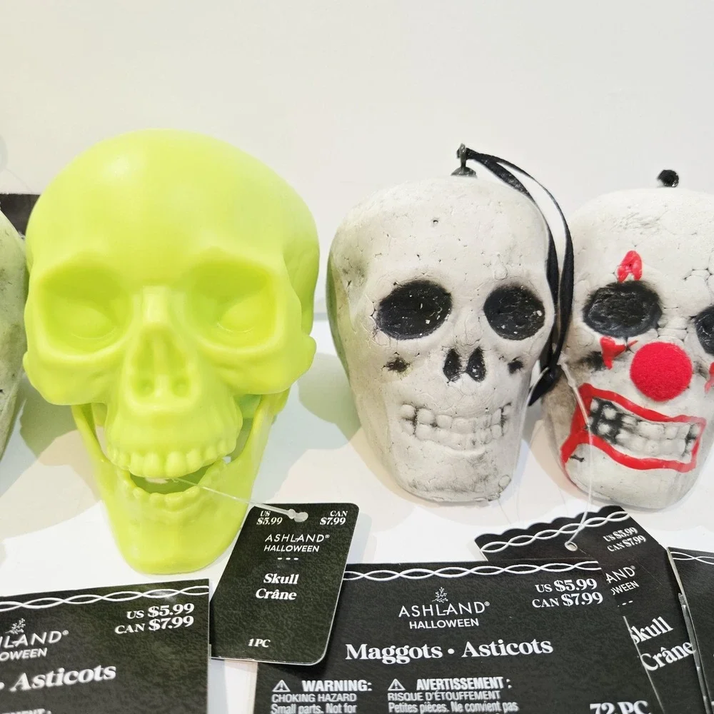 5 Skulls 4 Packs Maggots Ashland Halloween Decoration Plastic & Styrofoam Skulls